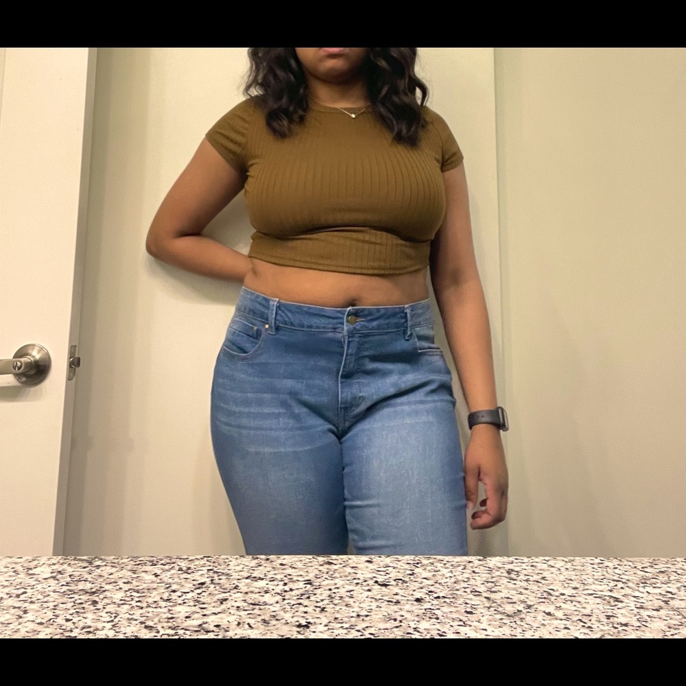Brown Crop Top with open back detail